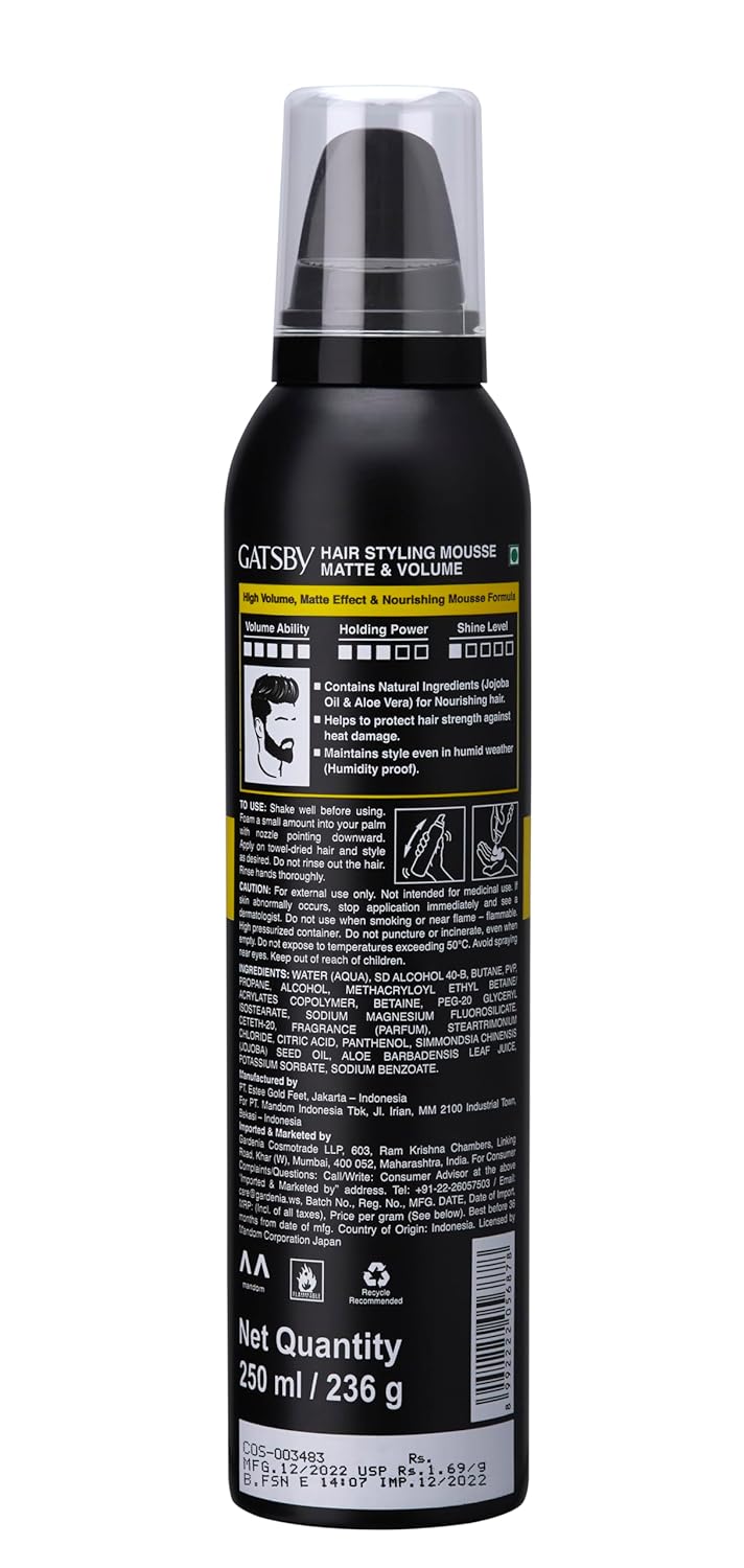 GATSBY HAIR STYLING MOUSSE MATTE &VOLUME 250ML