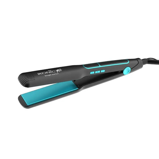 IKONIC 2 IN 1 STRAIGHT & CURL WIDE HAIR IRON- BLACK & TEAL