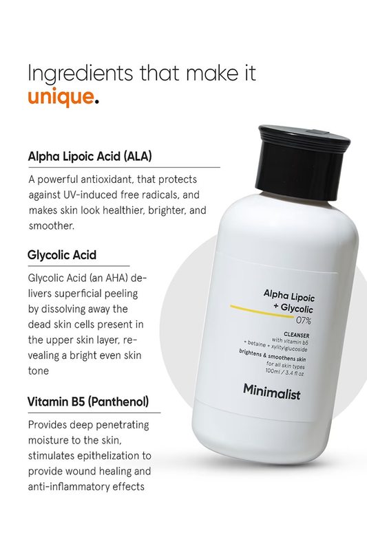 MINIMALIST ALPHA LIPOIC+GLYCOLIC 07% CLEANSER 100 ML