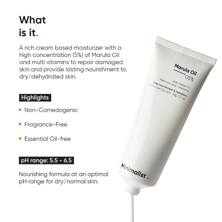 MINIMALIST MARULA OIL 5% FACE MOISTURIZER 50G