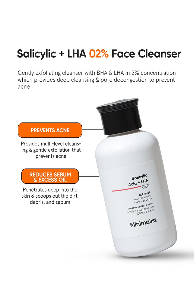 MINIMALIST SALICYLIC ACID +LHA 02% CLEANSER WITH OAT EXTRACT 100ML