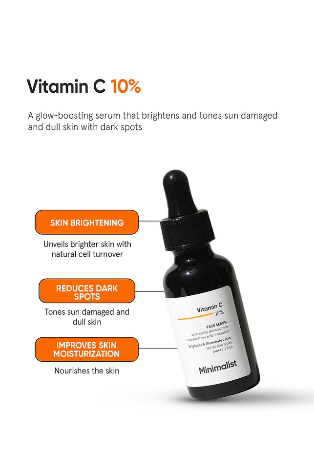 MINIMALIST VITA C 10% FACE SERUM + ACETYL GLUCOSAMINE 1% 30ML