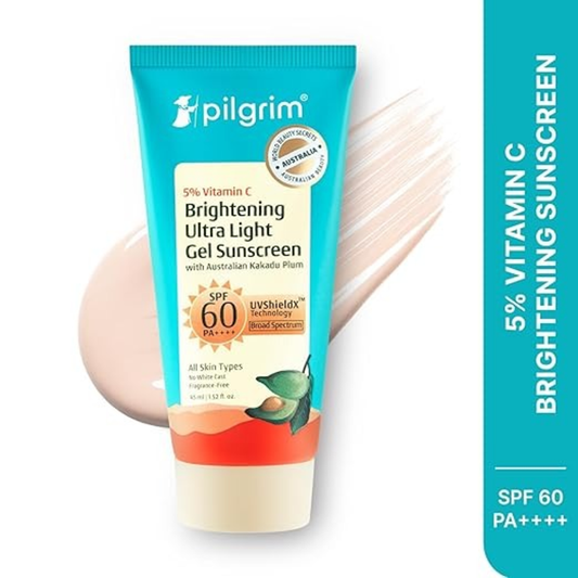 Pilgrim 5% Vitamin C Brightening Ultra Light Gel Sunscreen SPF 60- 45 ML