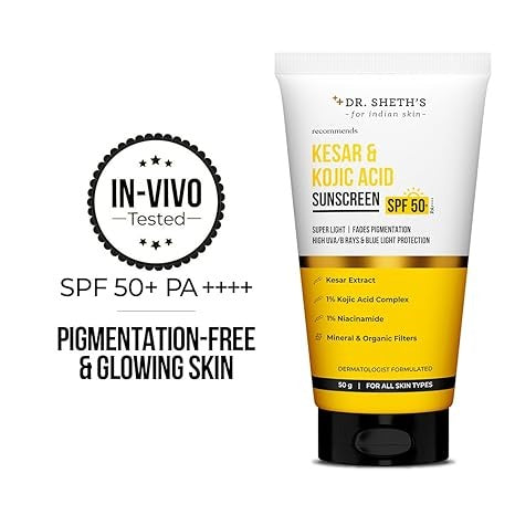 DR.SHETH'S SUNSCREEN KESAR & KOJIC ACID SPF 50- 50 GM