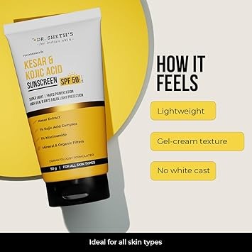 DR.SHETH'S SUNSCREEN KESAR & KOJIC ACID SPF 50- 50 GM