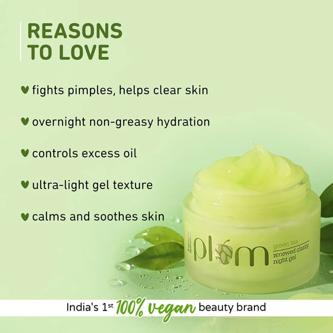 PLUM RENEWED CLARITY NIGHT GEL GREEN TEA - 15 GM