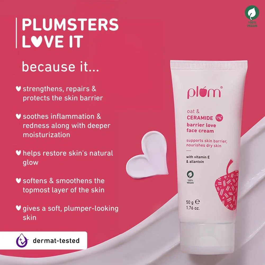 PLUM OAT & 1% CERAMIDE BARRIER LOVE FACE CREAM- 50GM