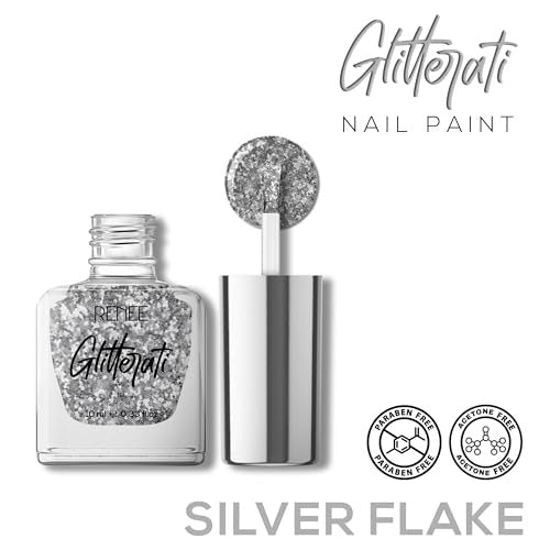 RENEE GLITTER NAIL PAINT-SILVER FLAKE - 10ML