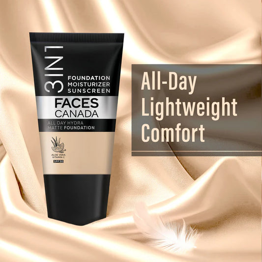 FACES CANADA 3 IN 1 FOUNDATION MOIUSTURISER WARM NATURAL 021- 15 ML