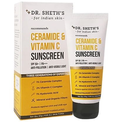 DR.SHETH'S SUNSCREEN SPF 50+ CERAMIDE & VITAMIN C- 50GM