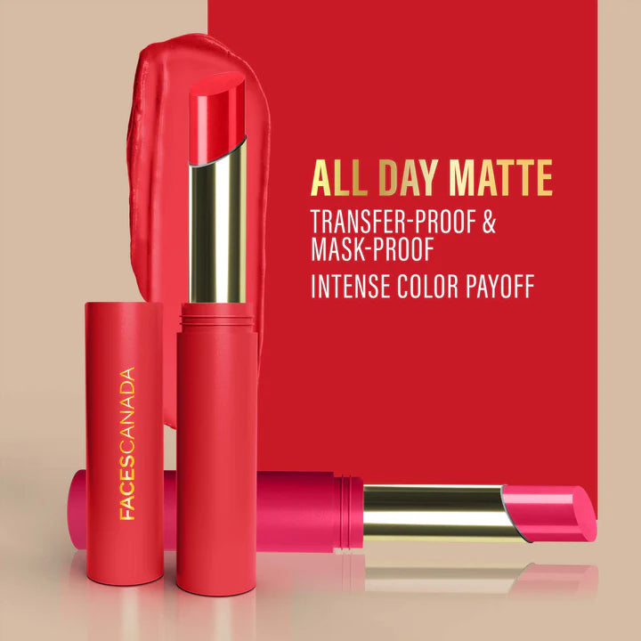 FACES CANADA 3 IN 1 MATTE LIPSTICK COFFEE DATE PINK 02- 2GM