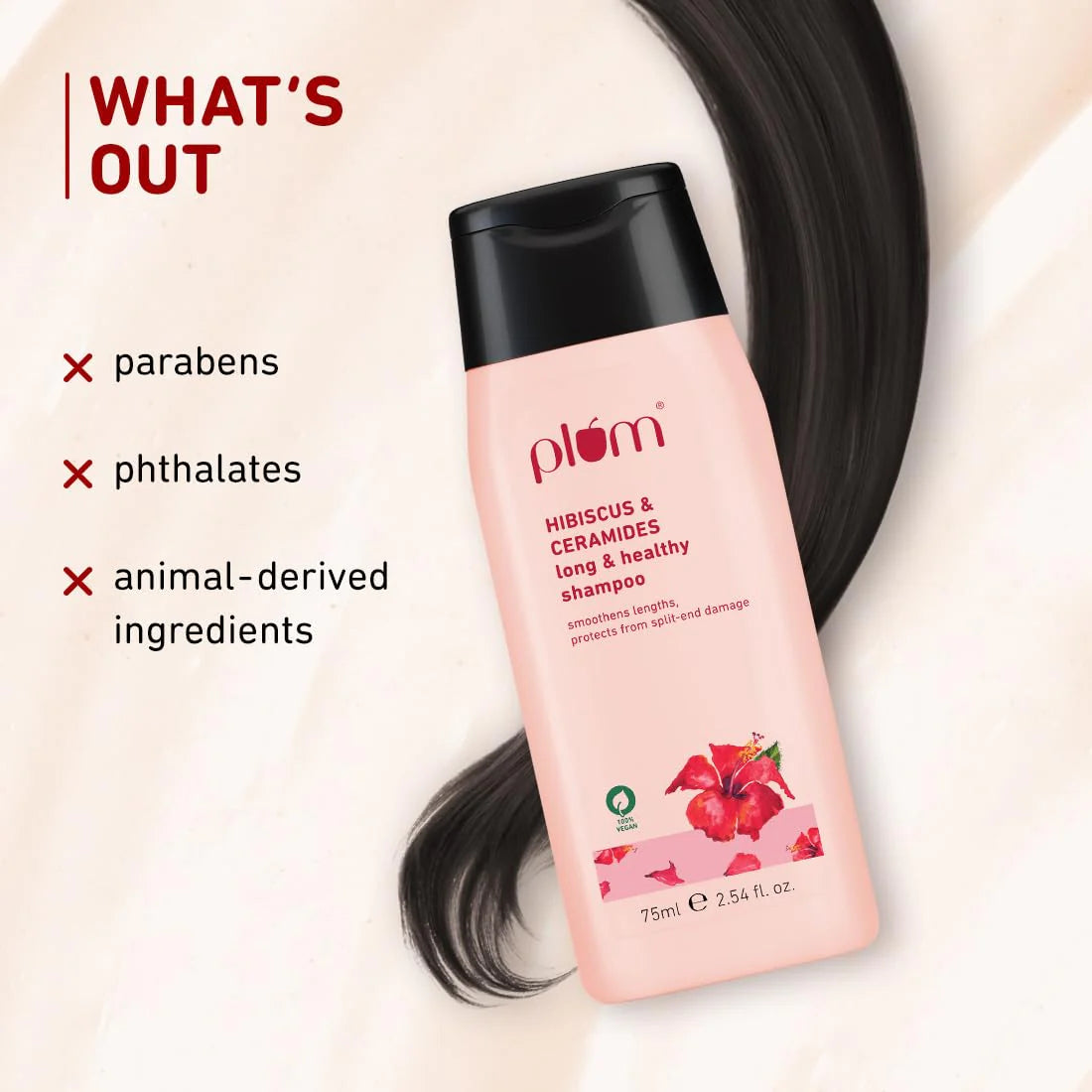 PLUM LONG & HEALTHY SHAMPOO HIBISCUS & CERAMIDES - 75 ML