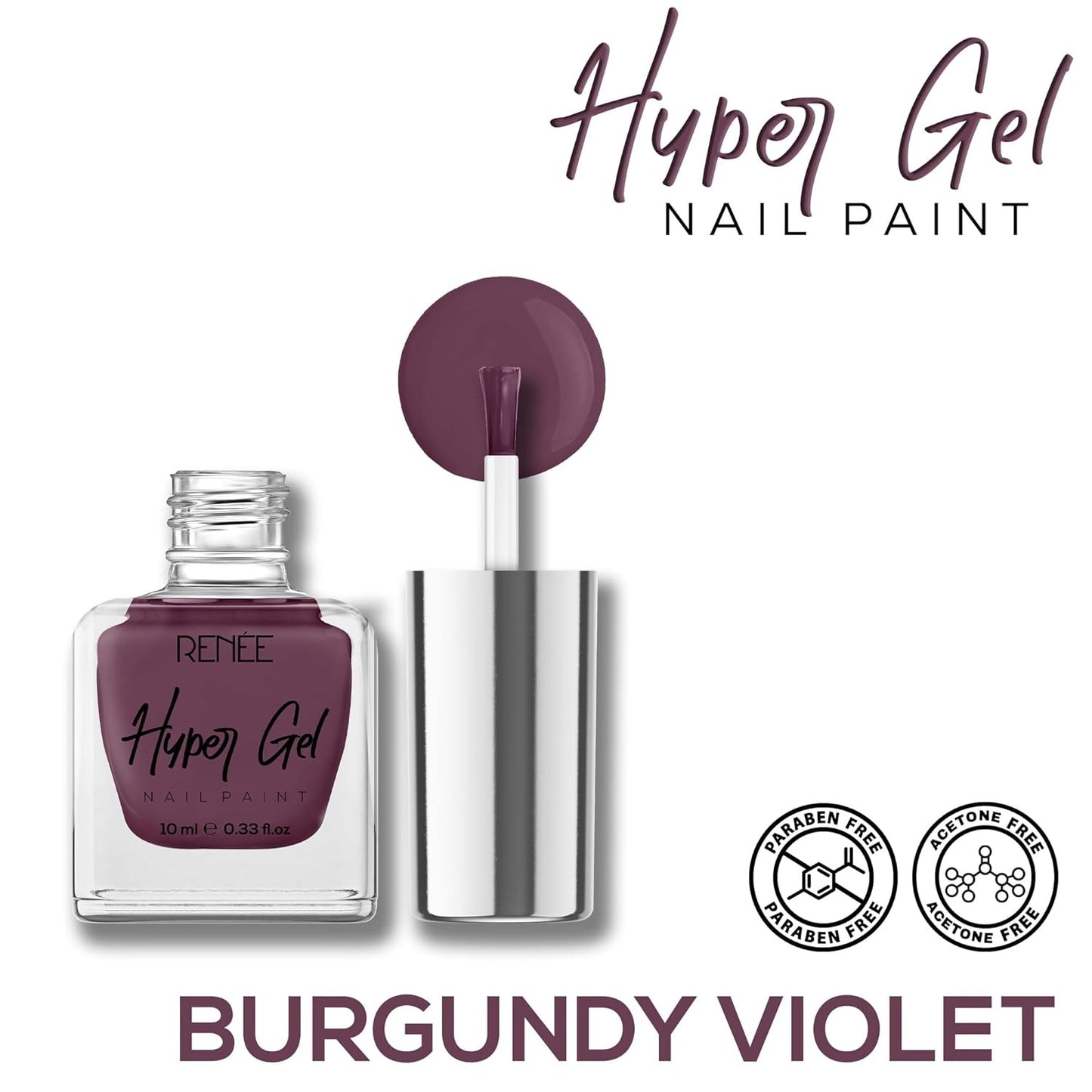 RENEE HYPER GEL NAIL PAINT BURGUNDY VIOLET - 10ML