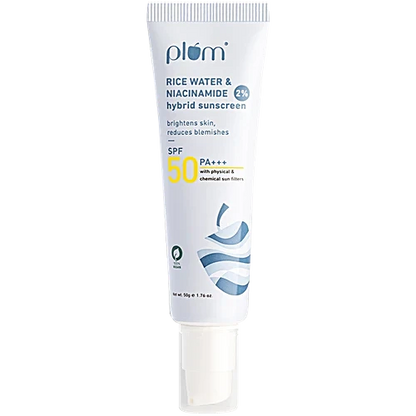 PLUM HYBRID SUNSCREEN SPF 50PA++ RICE WATER & NIACINAMIDE 2% - 50G