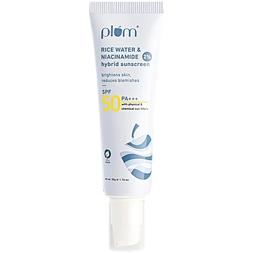 PLUM HYBRID SUNSCREEN SPF 50PA++ RICE WATER & NIACINAMIDE 2% - 50G