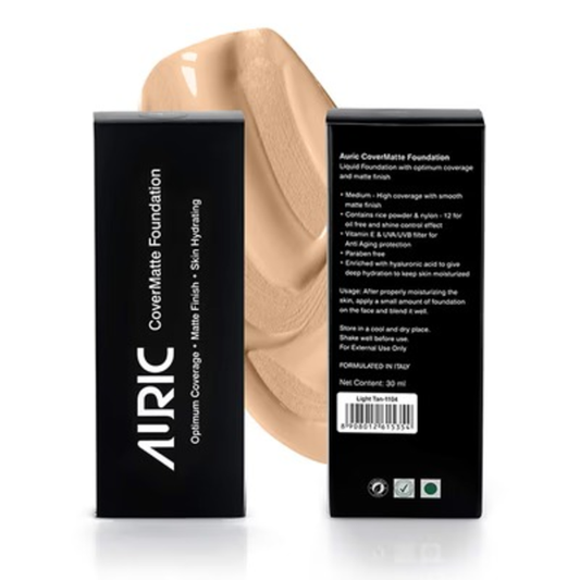 AURIC COVER MATTE FOUNDATION LIGHT TAN 1104- 30ML