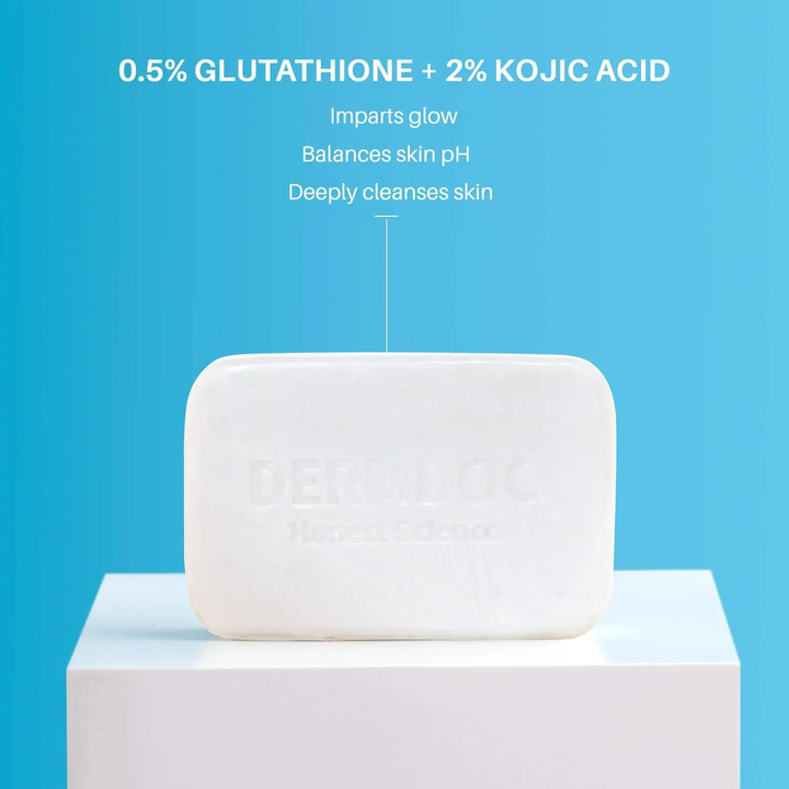 DERMDOC 2% KOJIC ACID & 0.5% GLUTATHIONE CLEANSING BAR 75G
