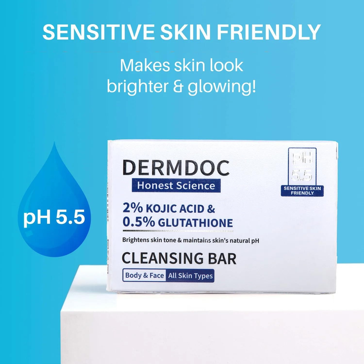 DERMDOC 2% KOJIC ACID & 0.5% GLUTATHIONE CLEANSING BAR 75G