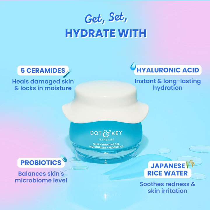 DOT & KEY 72 HYDRATING GEL MOISTURIZER+PROBIOTICS 60ML