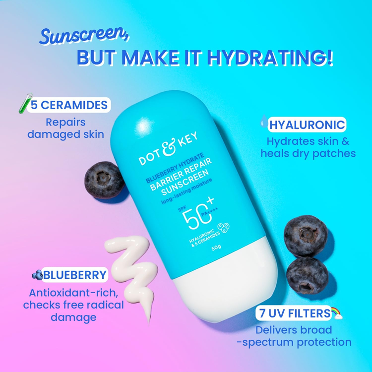 DOT & KEY BLUEBERRY HYDRATE BARRIER REPAIR SUNSCREEN SPF 50+ 50G