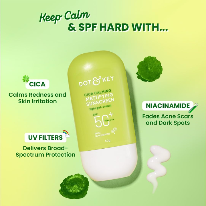 DOT & KEY CICA CALMING MATTIFYING SUNSCREEN SPF50+WITH NIACINAMIDE 50G