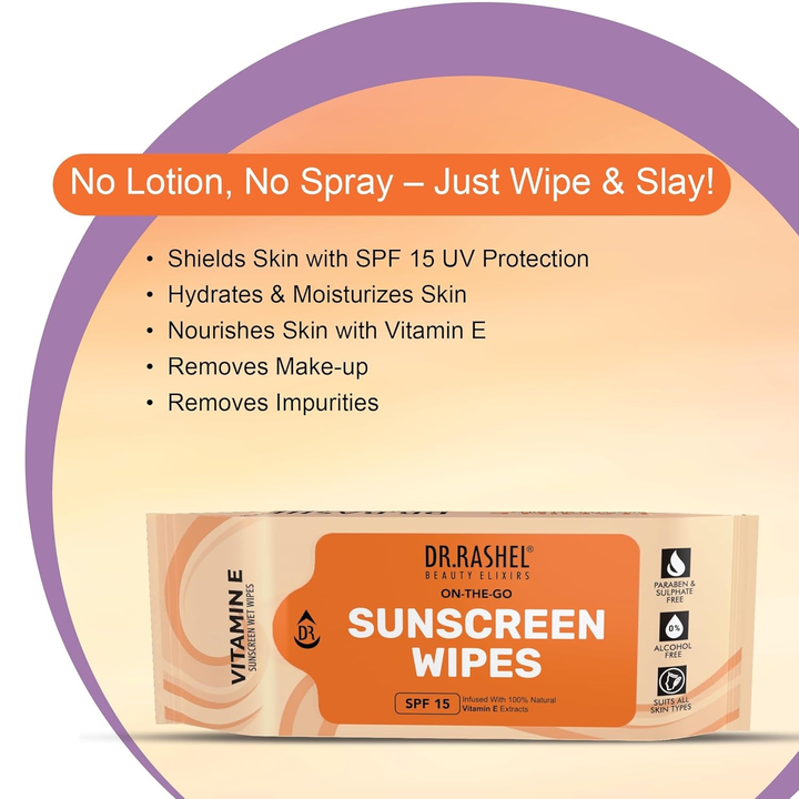 DR. RASHEL SUNSCREEN WIPES VITAMIN E SPF 15-8