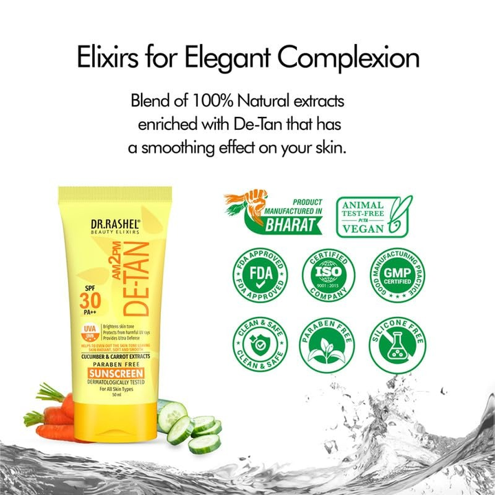DR RASHEL DE-TAN SUNSCREEN SPF30 CUCUMBER &CARROT EXTRACT 50 ML
