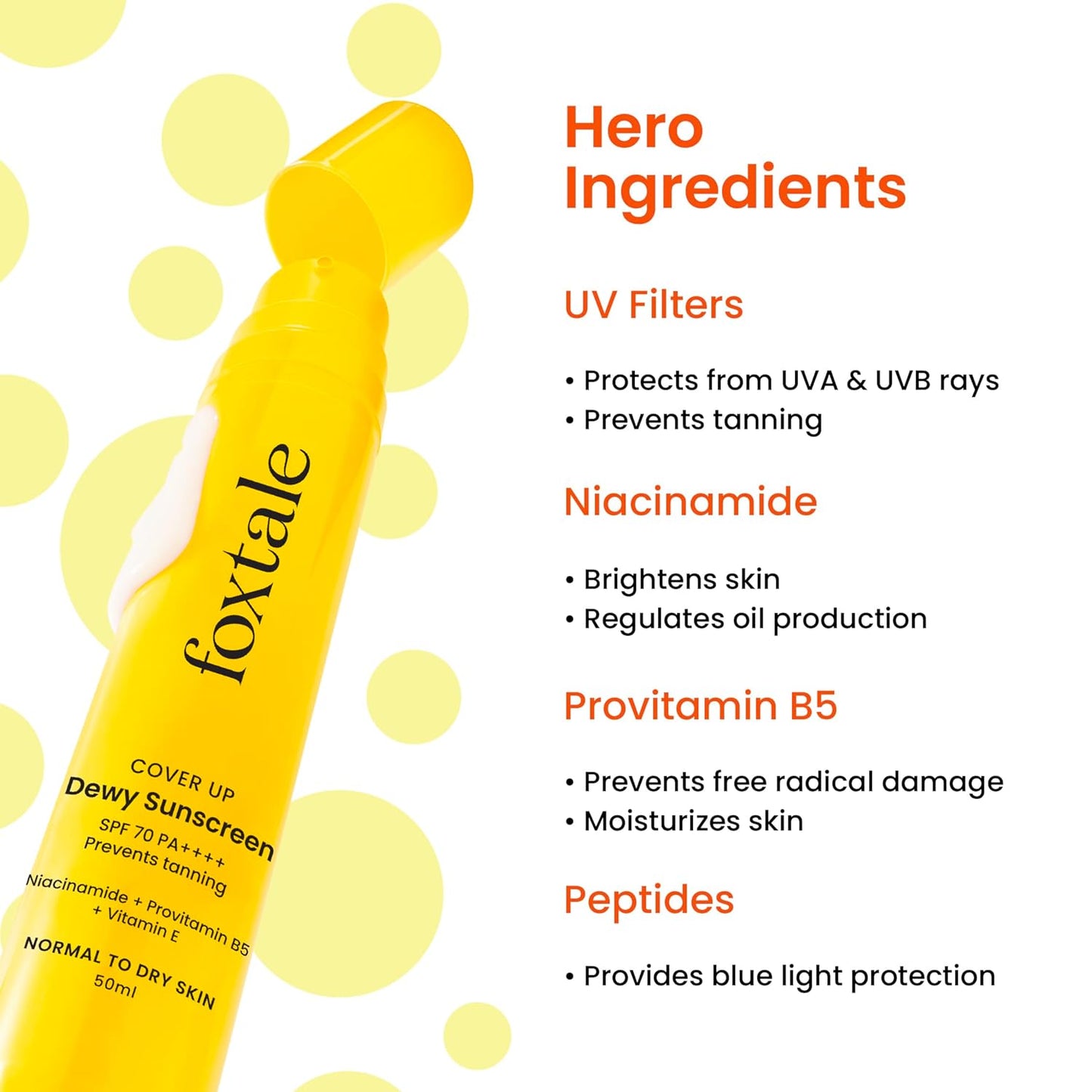 FOXTALE DEWY SPF 70 SUNSCREEN,50ML