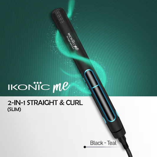 IKONIC 2 IN 1 STRAIGHT & CURL SLIM- BLACK&TEAL