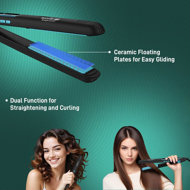IKONIC 2 IN 1 STRAIGHT & CURL SLIM- BLACK&TEAL
