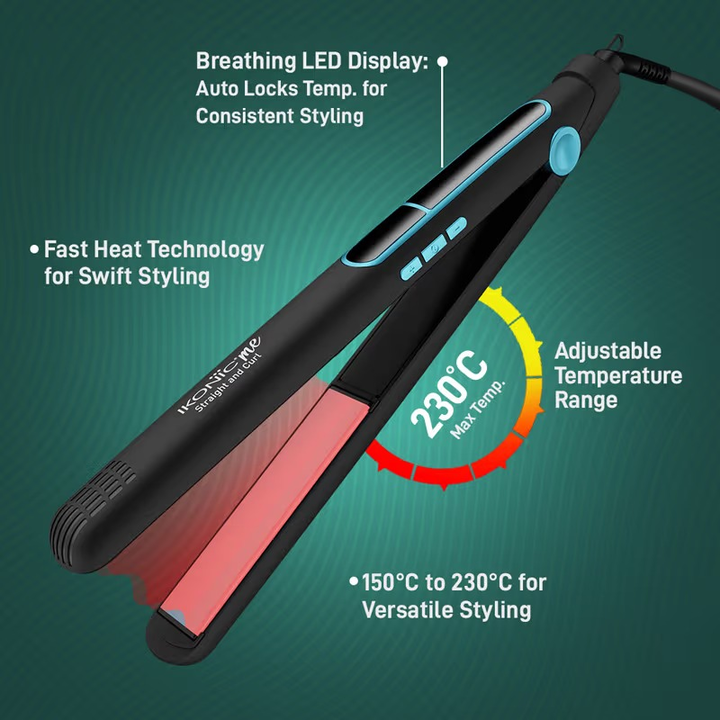 IKONIC 2 IN 1 STRAIGHT & CURL SLIM- BLACK&TEAL