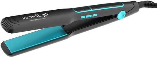 IKONIC 2 IN 1 STRAIGHT & CURL WIDE HAIR IRON- BLACK & TEAL