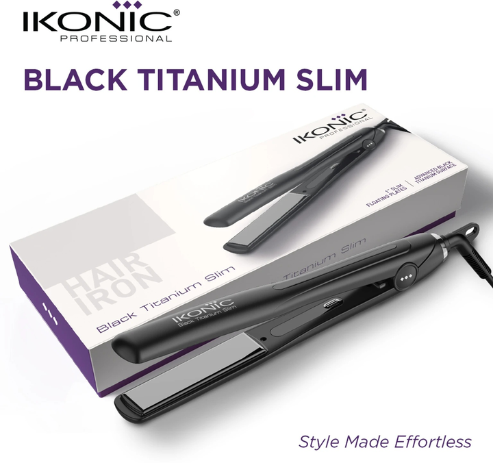 IKONIC PROFESSIONAL BLACK TITANIUM SLIM STRAIGHTENER
