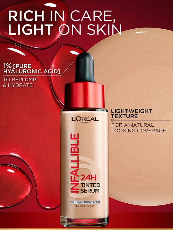 LOREAL PARIS INFALLIBLE TINTED SERUM 1-2 ROSY LIGHT- 30 ML