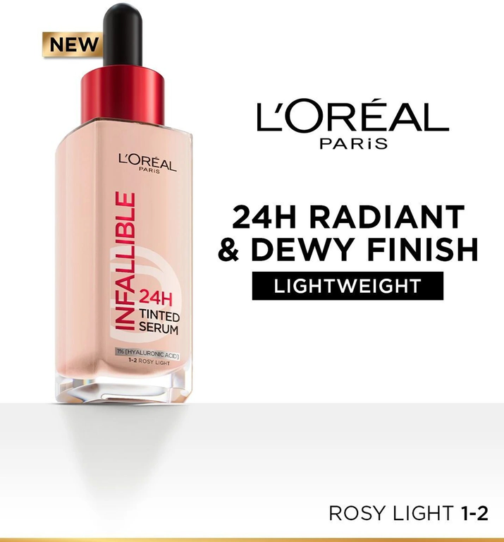 LOREAL PARIS INFALLIBLE TINTED SERUM 1-2 ROSY LIGHT- 30 ML