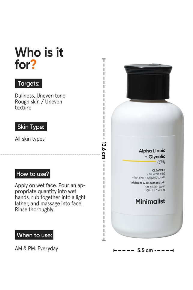 MINIMALIST ALPHA LIPOIC+GLYCOLIC 07% CLEANSER 100 ML