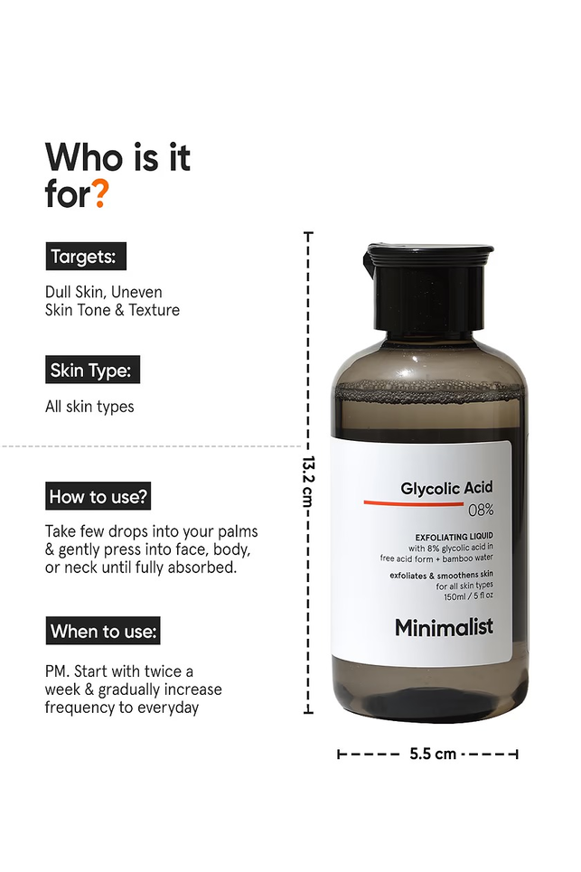 MINIMALIST GLYCOLIC ACID 08% EXFOLIATING LIQUID 150ML