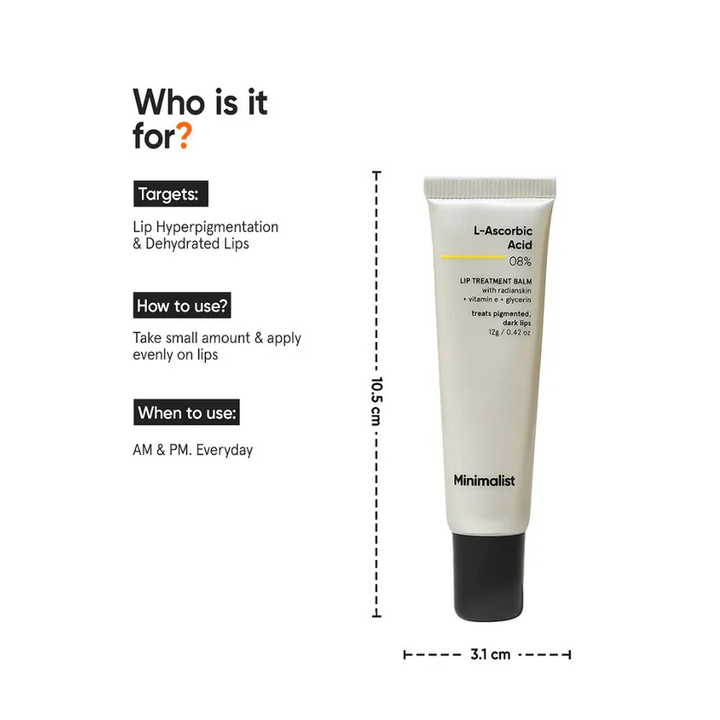 MINIMALIST L-ASCORBIC ACID 08% LIP TREATMENT BALM 12G