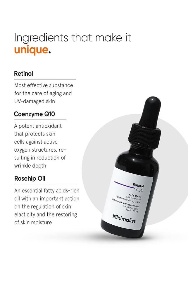 MINIMALIST RETINOL 0.6% FACE SERUM+Q10 30ML