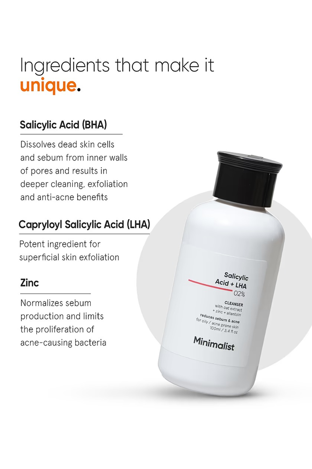 MINIMALIST SALICYLIC ACID +LHA 02% CLEANSER WITH OAT EXTRACT 100ML