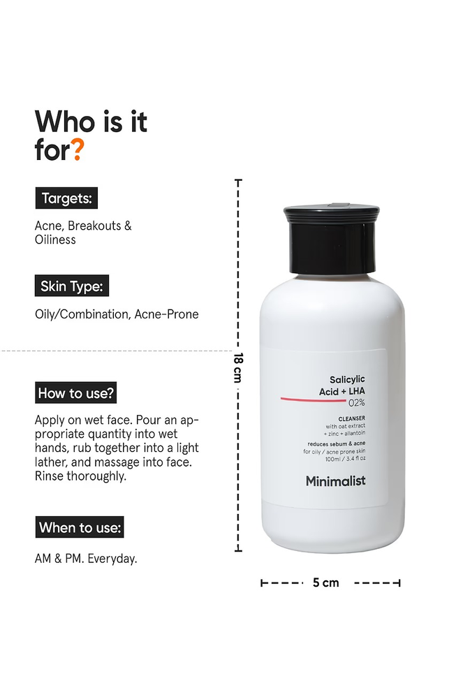 MINIMALIST SALICYLIC ACID +LHA 02% CLEANSER WITH OAT EXTRACT 100ML