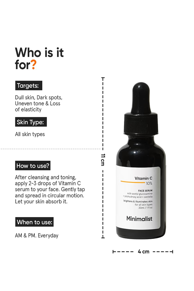 MINIMALIST VITA C 10% FACE SERUM + ACETYL GLUCOSAMINE 1% 30ML