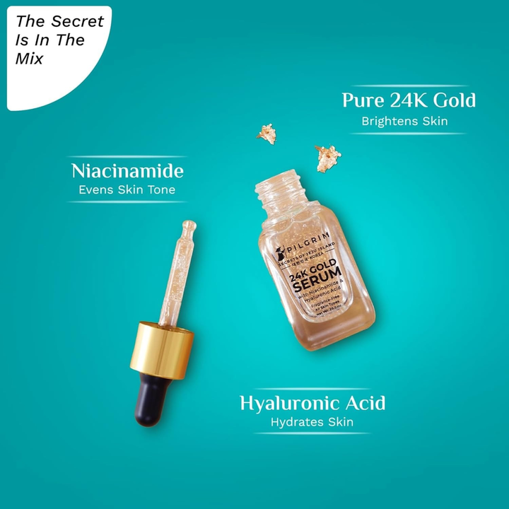 PILGRIM 24K GOLD SERUM WITH NIACINAMIDE & HYALUROIC ACID- 25ML