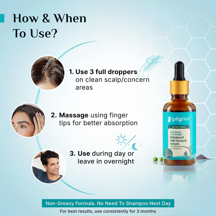 PILGRIM 3% REDENSYL ADVANCED HAIR GROWTH SERUM 30ML