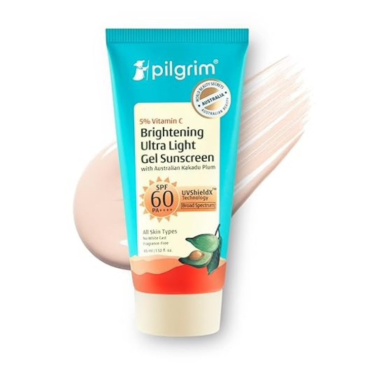 Pilgrim 5% Vitamin C Brightening Ultra Light Gel Sunscreen SPF 60- 45 ML