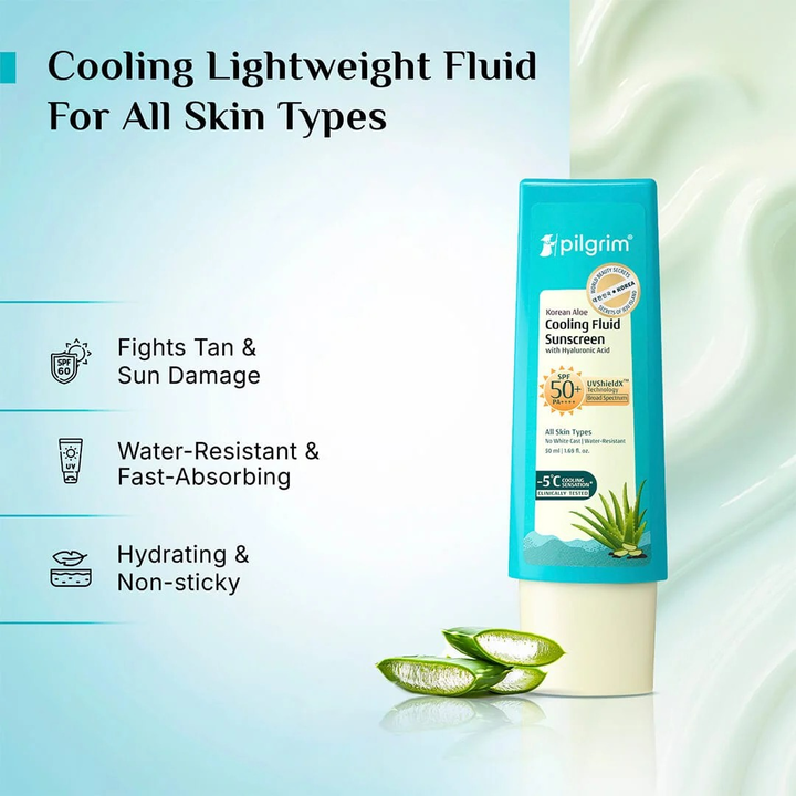 PILGRIM KOREAN ALOE COOLING FLUID SUNSCREEN SPF 50+ 50ML