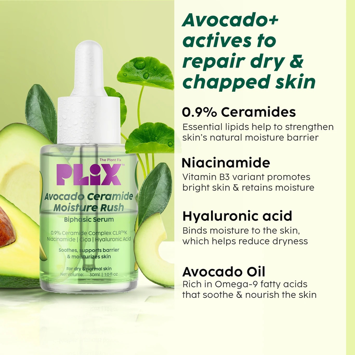 PLIX AVOCADO CERMIDE MOISTURE RUSH BIPHASIC SERUM 30ML