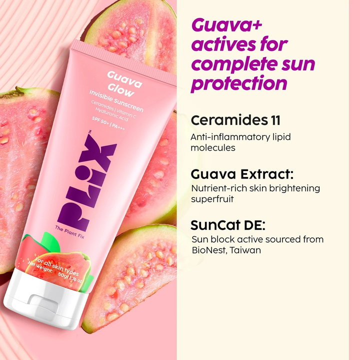 PLIX GUAVA GLOW INVISIBLE SUNSCREEN 50G