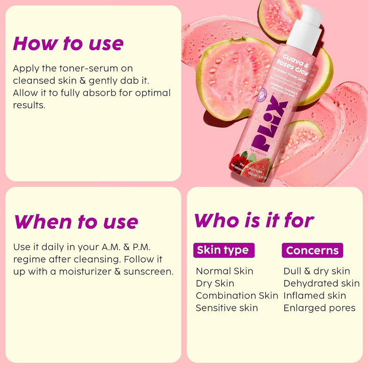 PLIX GUAVA & ROSES GLOW FAT WATER TONER SERUM 150 ML