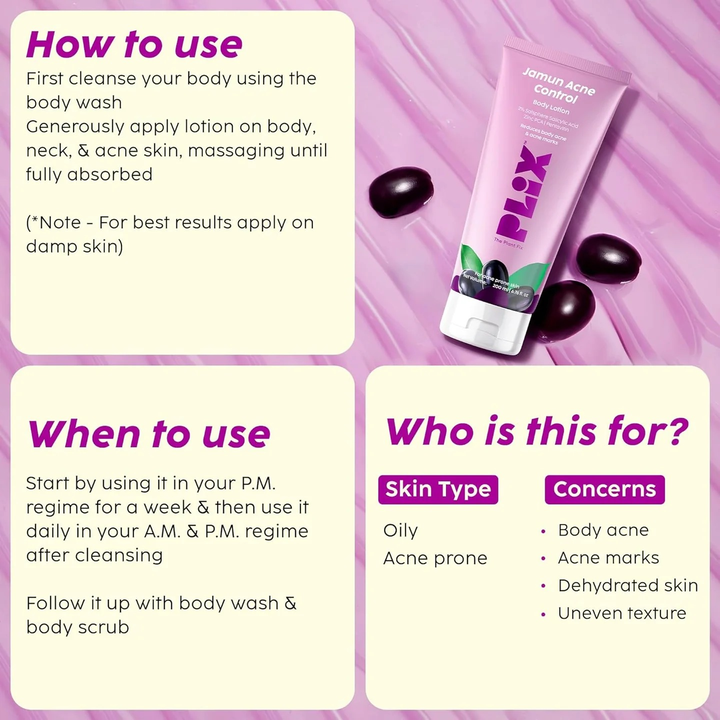 PLIX JAMUN ACNE CONTROL BODY LOTION 200 ML